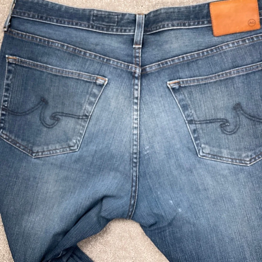 AG Everett Jeans Mens 36W 33L Blue Slim‎ Straight Denim 360 Stretch 80s VTG
